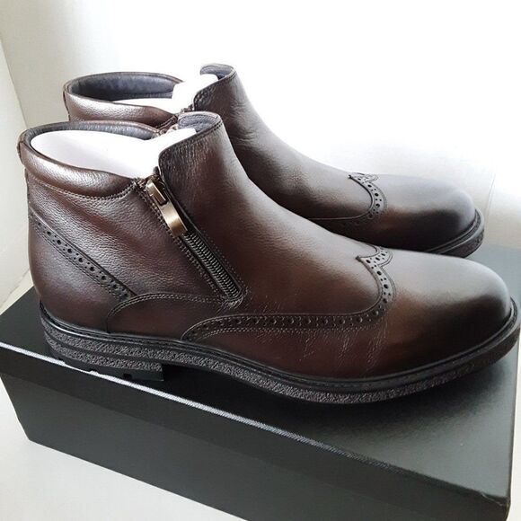 Zanzara Men's size 11M Wingtip Brown Leather Dress Boot - Picture 1 of 10